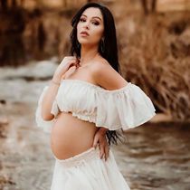 Maternity Dress For Photoshoot Pregnancy Off Shoulder Ruffle