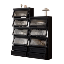 Dust-proof bookcase glass door solid wood bookshelf office with door floor-standing home childrens living room modern simple standing cabinet