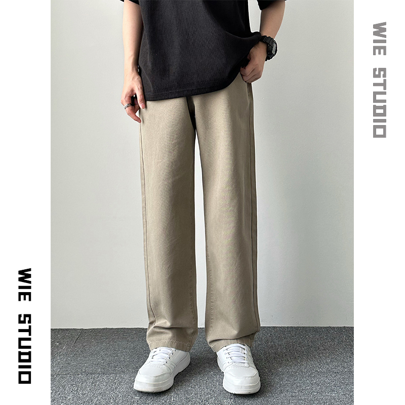Wie Studio Casual Pants Straight-Leg Men's Summer 2025 New Khaki Long Pants Cargo Pants Versatile Loose Fit