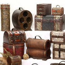 OLLOGY - Europa retro wood box furnished suitcase nostalgia box and photographic props