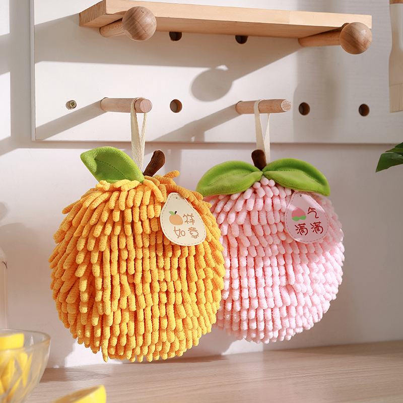 Festive and Creative Fruit-Themed Chenille Hand Towel, Hanging Type, Absorbent, Quick-Drying, Thickened Hand Towel/Handkerchief