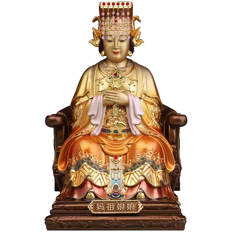 媽祖娘娘銅像家用媽祖擺件鎏金媽祖神像銅製海神雕像客廳供奉神像