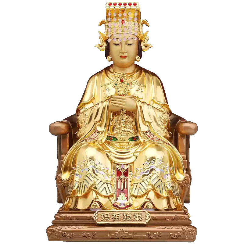 銅像媽祖娘娘神像天上聖母天後海神媽祖雕像佛家用供擺件純
