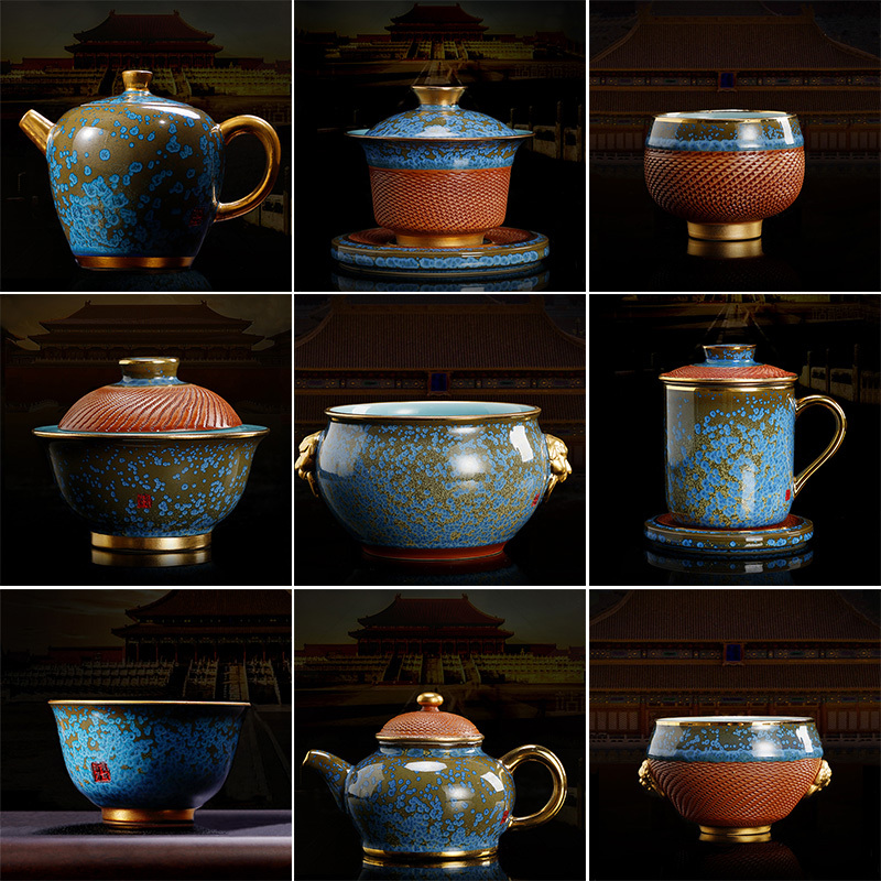 Authentic Zhang Jinjixiyu Kung Fu Tea Set Handmade Gilt Covered Bowl Teapot Cup Tea Wash Filter Tea Set Lid