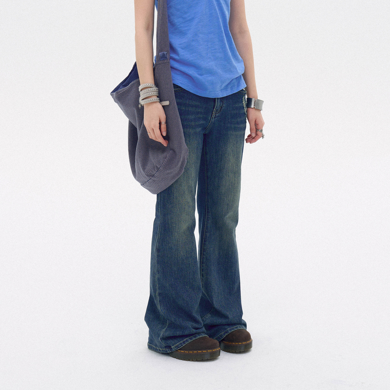 Innomoood Hard Candy Distressed Denim Washed Slim-Fit Low-Rise Slimming Denim Pants Millennium Super Proportion Y2K Innomoood Hard Candy Distressed Denim Washed Slim-Fit Low-Rise Slimming Denim Pants Millennium Super Proportion Y2K