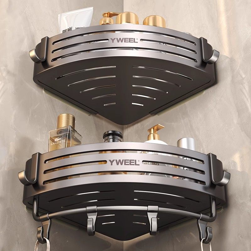 Toilet Bathroom Triangle Shelve Free Space Aluminum Toilet Shower Room Wall-mounted Corner Rack Containing Shelf-Taobao