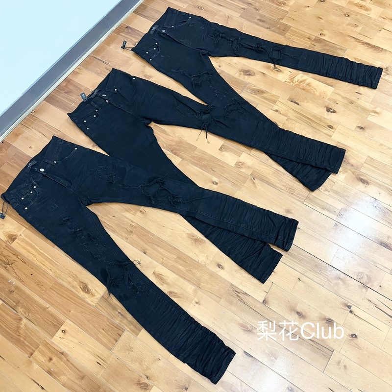 Pear Blossom Club Independent Double-Knee Ripped Jeans, Multi-Hole Ripped Jeans, Single-Knee Damage, Ripped Washed Denim High Street Style Pear Blossom Club Independent Double-Knee Ripped Jeans, Multi-Hole Ripped Jeans, Single-Knee Damage, Ripped Washed Denim High Street Style