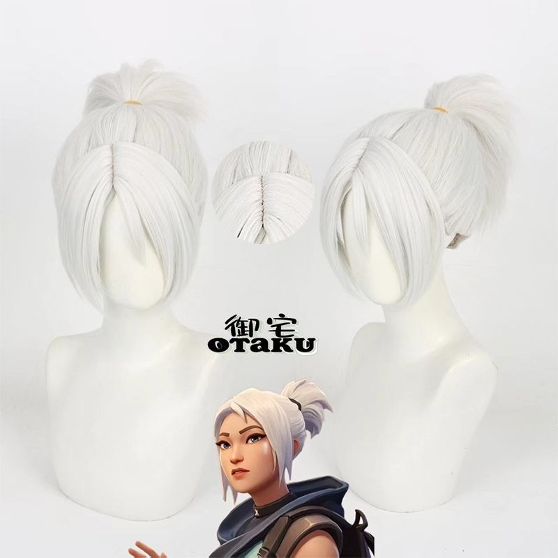 Cosplay Wig for Valorant Jett, with Thickened Cornrows and Full Edge Coverage, High Ponytail