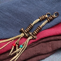Tibetan bag old and simple heavily worn rare copper Buddha beads side hanging Tibetan inscriptions old Buddha beads accessories