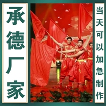 承德定制幼儿园纯红旗儿童学生团体操演出武术红黄双面手摇旗