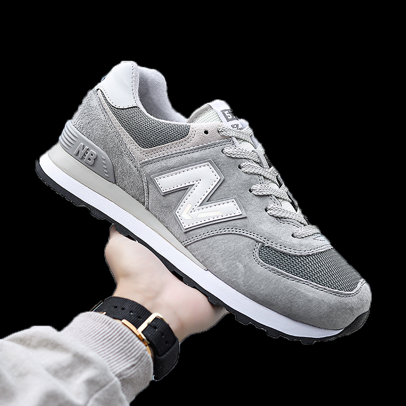 2026 Summer Breathable Soft Sole Thick Sole Couple Style Youth Casual Sports Shoes 574 Dad Shoes Forrest Gump Shoes Gray and White