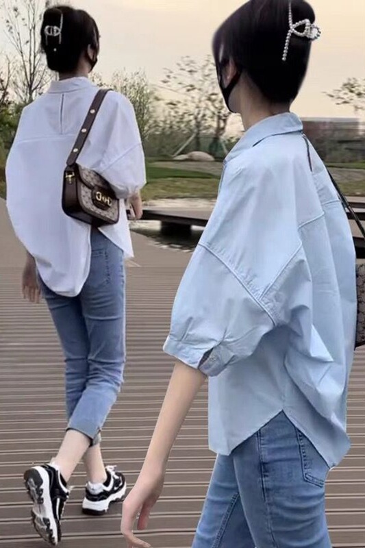 White Short-Sleeved Shirt for Women, Summer Blouse for Petite Figures, Half-Sleeve Top with a Unique and Stylish Design, Beautiful Blouse 2026