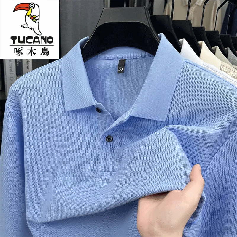 Woodpecker Pure Cotton 2025 Autumn New Men's Business Casual Lapel Polo Shirt Fashionable Versatile Long-Sleeved T-Shirt Woodpecker Pure Cotton 2025 Autumn New Men's Business Casual Lapel Polo Shirt Fashionable Versatile Long-Sleeved T-Shirt