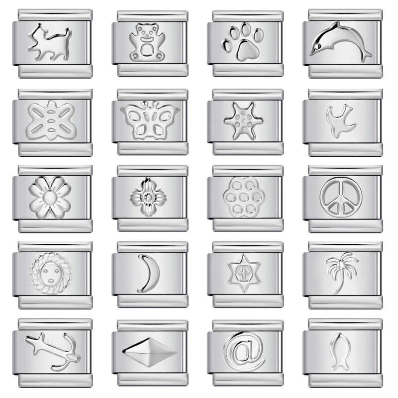 Guangzhou Qiyin Jewelry Co., Ltd. Titanium Steel Convex Silver Stamped Pattern DIY Italian Modular Bracelet I