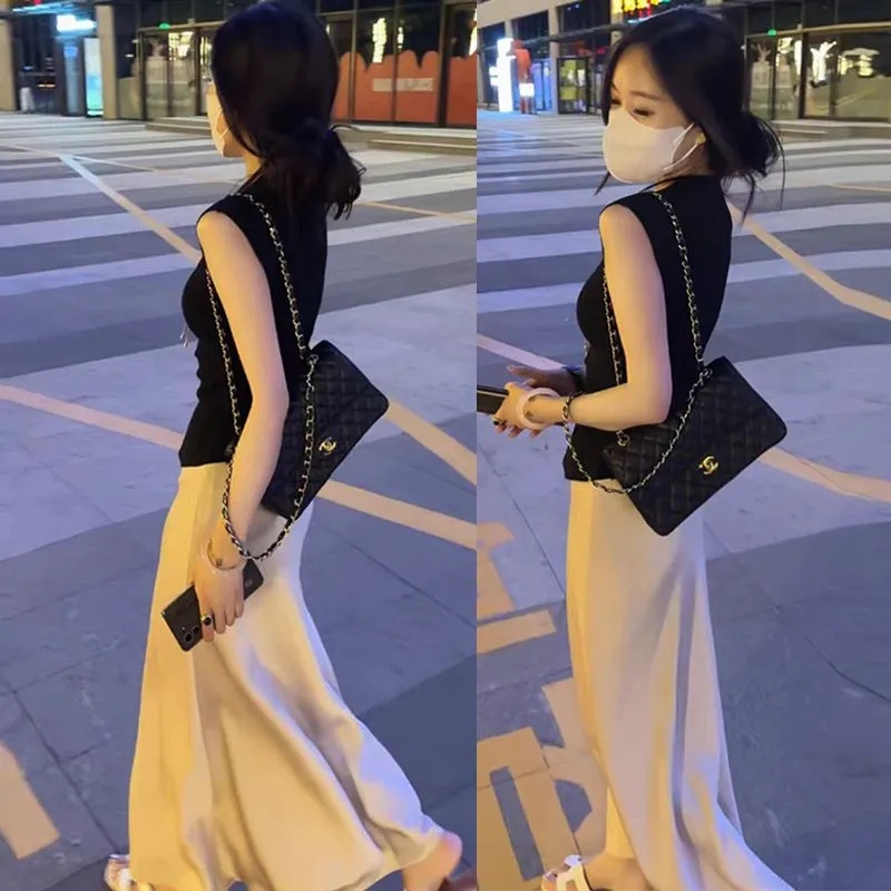 2026 Summer New Vintage Style Slimming Sleeveless Vest Top Versatile Long Skirt A-Line Skirt Two-Piece Set 2026 Summer New Vintage Style Slimming Sleeveless Vest Top Versatile Long Skirt A-Line Skirt Two-Piece Set