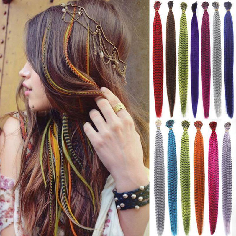 Colorful Leopard Print Feather Clip-In Hair Extensions for Women, European and American Style, Highlight Dyed Sweet Cool Hair Bundles Colorful Leopard Print Feather Clip-In Hair Extensions for Women, European and American Style, Highlight Dyed Sweet Cool Hair Bundles