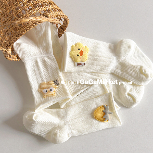 Newborn Baby Socks, Spring, Autumn, and Summer Cotton Socks That Don'T Constrict the Legs, 0-3 Months Baby Socks, White Seamless Mid-Length Socks — 3