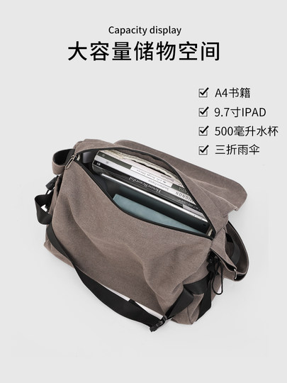 Pull back messenger bag men's large capacity commuter bag 2025 new messenger bag men's shoulder bag men's travel light