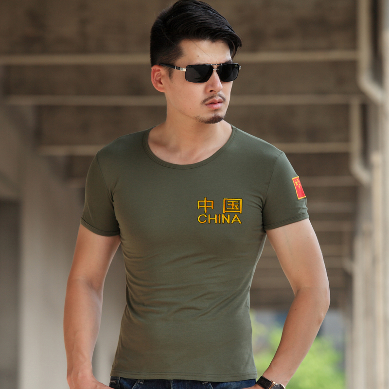 Chinese t-shirt special forces cotton camouflage August 1 comrades-in-arms party t-shirt tight-fitting national flag wolf head half-sleeve embroidery customization