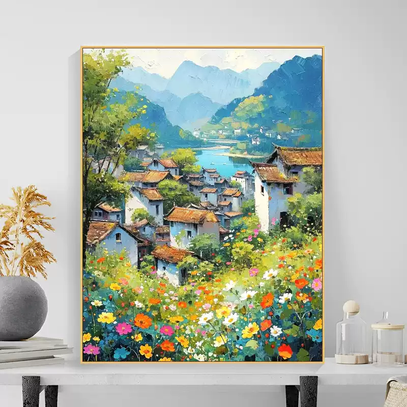 江南水乡数字油画diy风景治愈清新手工绘涂填充色丙烯装饰油彩