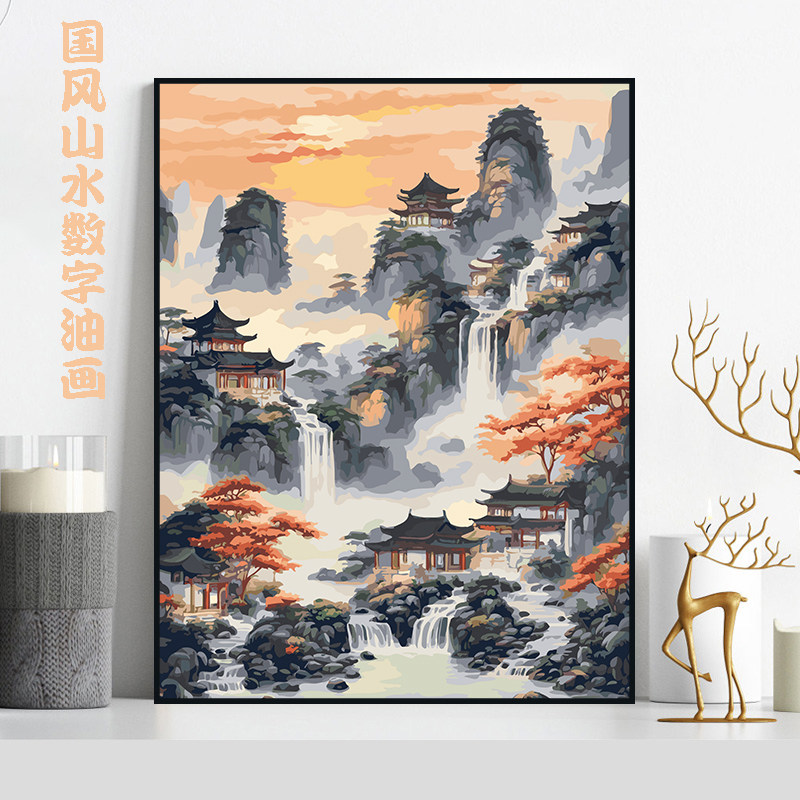 国风山水油画DIY太上头了！手残党也能画出中式古风神作？✨-DIY-淘宝好物网