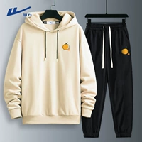 Светло-рисовый (оранжевый логотип на груди h отпечаток) + черный (оранжевый логотип на брюках h отпечаток)