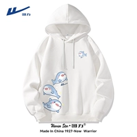 [Толстовка с капюшоном] Белый (h логотип акулы на груди из пенопласта_h большая акула из пенопласта внизу справа)