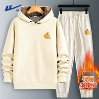 [2 упаковки плюс бархат] светлый рис (оранжевая этикетка на груди с эффектом h) + абрикос (оранжевая этикетка на брюках с отпечатком h)