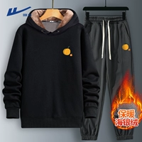 [2 упаковки плюс бархат] черный (оранжевый логотип на груди h) + темно-серый (оранжевый логотип на брюках h)