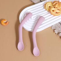 Childrens twisted spoon and fork set baby spoon baby learning to eat training fork foldable feeding spoon