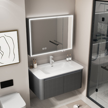 Thickened Space Aluminum Ceramic Integrated Basin Bath cabinet Composition washbasin washbasin Washbasin Toilet Wash Table Rounded Corners