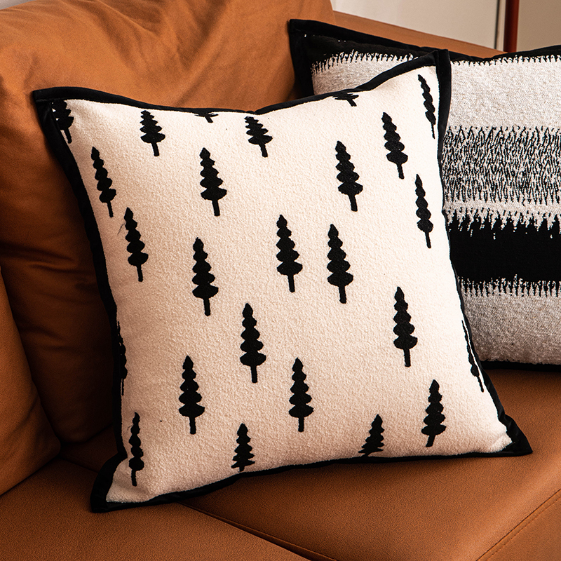 French-Style Black and White Retro Pillowcase Without Insert, Light Luxury, High-End Feel, Large Cushion, Sofa Cushion, Pillow, Large Backrest Cushion