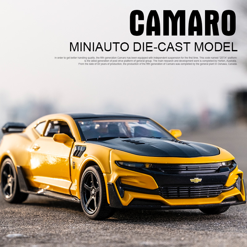 Bumblebee Camaro Sports Car Alloy Model 1:32 Gold Steel Transforming Toy Car Ornament Simulation Car Model