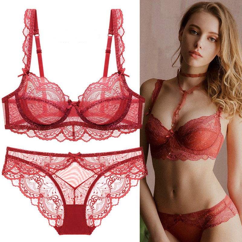Aifila Victoria Bra Set, French Ultra-Thin Sexy Lace, Makes Large Breasts Appear Smaller, Zodiac Year Underwear for Women