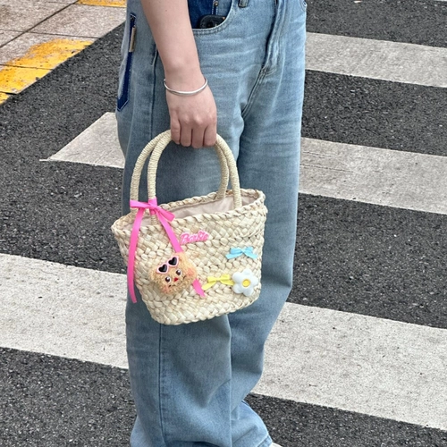 Соломенное масло, вместительная и большая высококачественная сумка, летняя портативная барсетка, с медвежатами, французский стиль, изысканный стиль