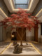 Simulated Red Maple Tree Hotel Landscaping Restaurant Artificial Tree Tea Room Living Room Large Artificial Green Plant Decorative Potted Ornaments