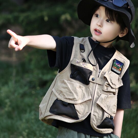 Kinder-Khaki-Weste, Outdoor-Arbeitskleidung für Männer und Frauen, mittlere und ältere Kinder, Bergsteigen, Camping, Eltern-Kind, neue Weste, Jacke, vielseitig