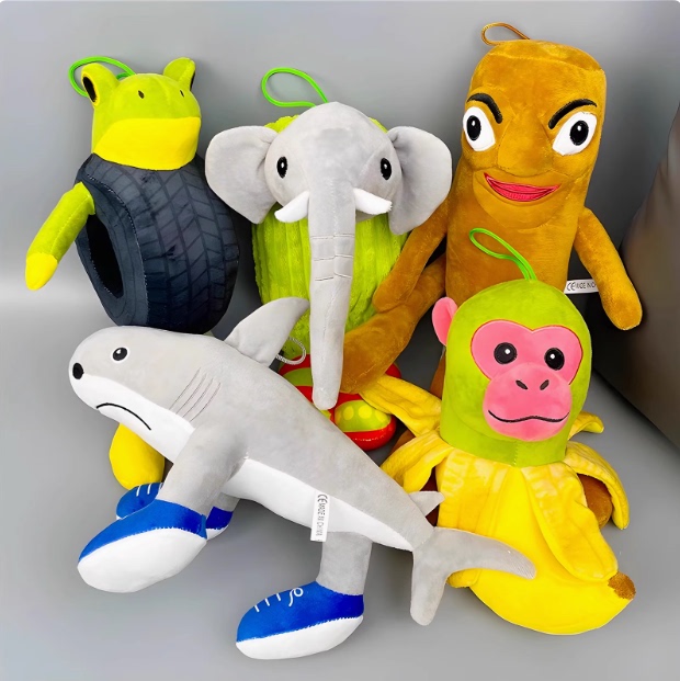 Classic of Mountains and Seas Abstract Banana Orangutan Cactus Elephant Tong Wooden Stick Man Doll Running Shoes Shark Stuffed Toy
