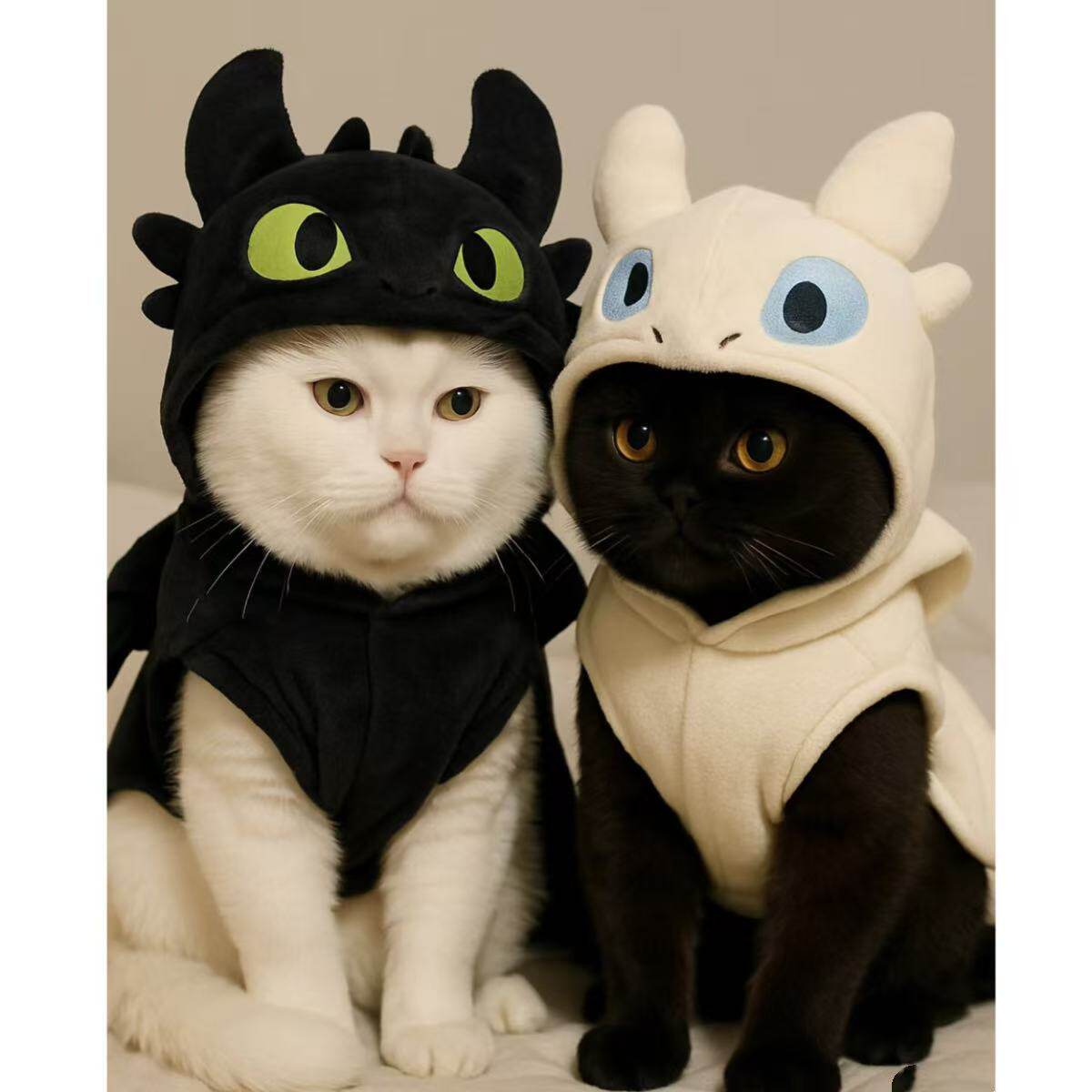 Halloween costume for pets, Toothless cosplay, winter warm clothing for cats and dogs, cute pet clothes, anti-shedding style.