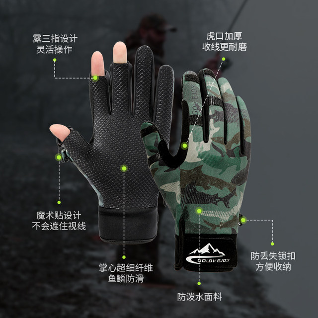 Winter Fishing Gloves, Puncture-Proof and Waterproof, Professional Men's Fly Fishing Gloves, Fingerless, Winter Warm, Non-Slip, Specialized for Lure Fishing
