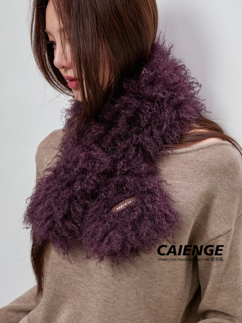 Imitation Lamb Wool Scarf for Women, Autumn and Winter Korean Style Versatile Plush Thickened Cycling Warm Cross Neck Warmer Neck Scarf