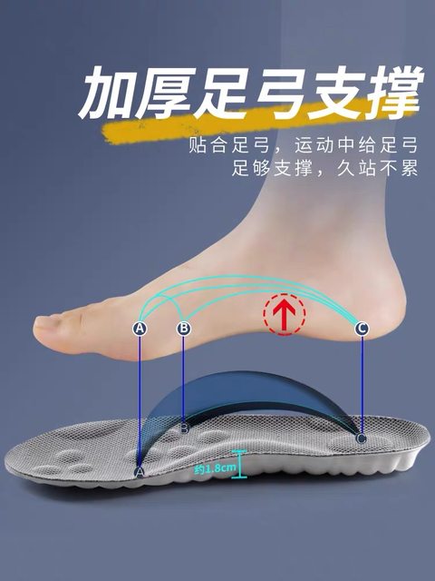 Soft, long-standing, shoddy-feeling insoles, ultra-soft, thickened, arch support, high-elasticity, sports shock-absorbing, sweat-absorbing, deodorant, breathable for men and women