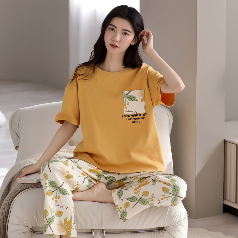 Tall Pajamas for Women Summer 175 Pure Cotton 170 Extended Version 180 Short-Sleeved Pants Lamb Spring and Summer Home Wear Set