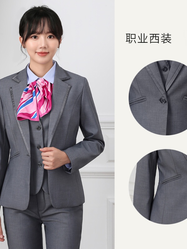 New China Telecom Branch Office Work Uniform Set for Women, Spring and Autumn Suit, Workwear, Gray Professional Attire New China Telecom Branch Office Work Uniform Set for Women, Spring and Autumn Suit, Workwear, Gray Professional Attire