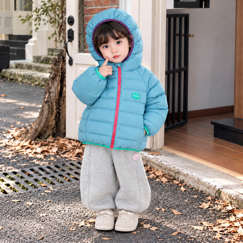 Children's down Jacket, Unisex, Same Style as Puffer Jacket, 2026 Autumn and Winter, Lightweight Hooded Ribbed down Jacket, Warm Coat