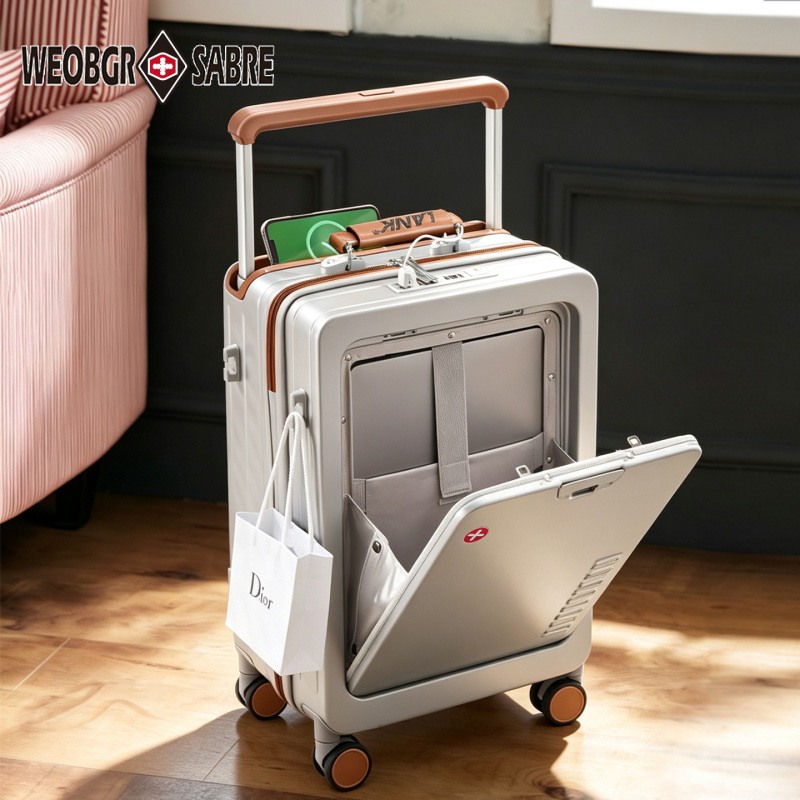 Swiss Army Knife New Double-Layer Zipper Front-Opening Suitcase 20inch Carry-On Suitcase for Business Trips Wide Handle Travel Suitcase Swiss Army Knife New Double-Layer Zipper Front-Opening Suitcase 20inch Carry-On Suitcase for Business Trips Wide Handle Travel Suitcase