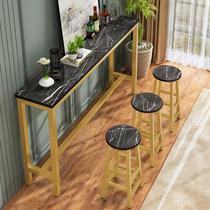Simple bar table marble milk tea shop high table against the wall long table commercial bar table home balcony direct sales