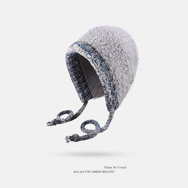 Cute Little Candy Bean Plush Fisherman Hat for Women, Autumn and Winter Warm and Cold-Proof Knitted Wool Hat, Windproof Ear Protection Hat