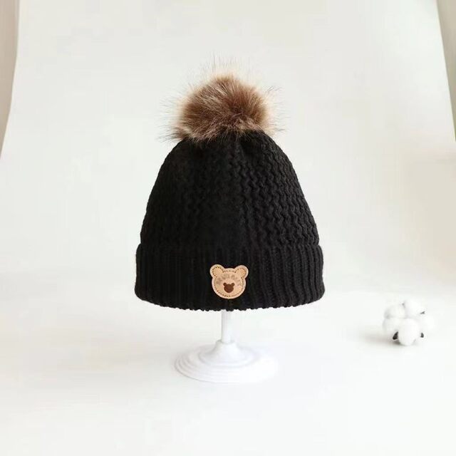 Cute and Super Adorable Little Bear Woolen Hat, New Baby Hat and Scarf Two-Piece Set, Autumn and Winter Warm Baby Windproof Hat