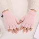 Couple's Student Writing Gloves, Winter Half-Finger Fleece-Lined Thickened Flip-Top Autumn and Winter Knitted Wool Cycling Warm Gloves